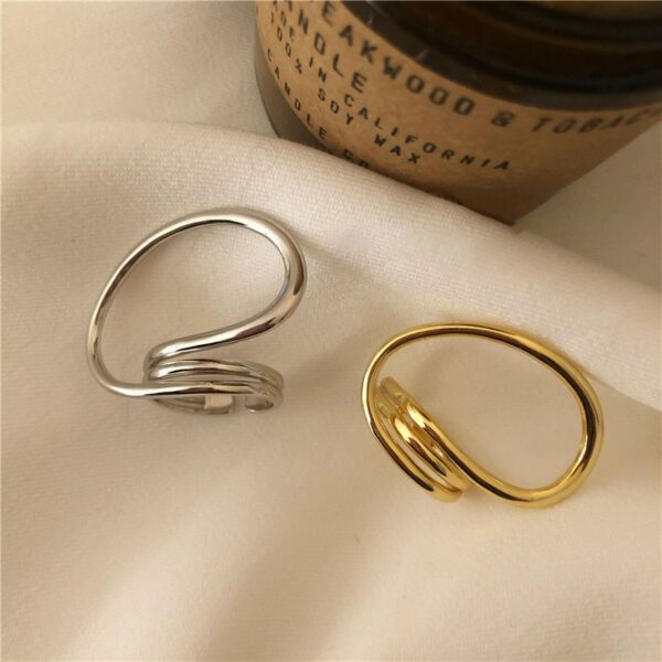 Foxanry Gold Color Engagement Rings for Women Exaggerated Jewelry Fashion Simple Distorted Geometric Party Accessories - immagine 3