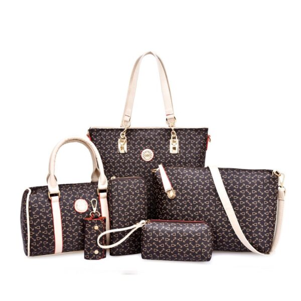 Fish bone patterned bun mother bag six piece set, single shoulder diagonal cross portable bun mother bag - immagine 11
