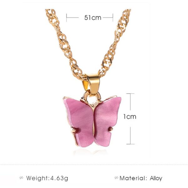 Sweet Acrylic Color Butterfly Necklace For Women Long Wild Clavicle Chain Pendant Refined Stylish Mujer Gift Trendy Gold - immagine 2