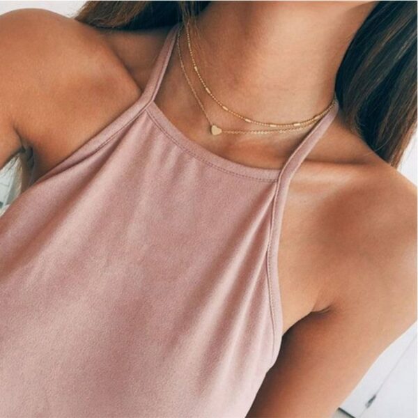 Necklace for Women Heart shape Double Chain Gold Sliver Jewelry Necklaces Ladies Gift Valentine Day Present - immagine 2
