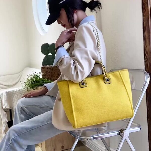 Wholesale New Bucket Bag Women Large Capacity Canvas Shoulder Chain Tote Bag - immagine 2