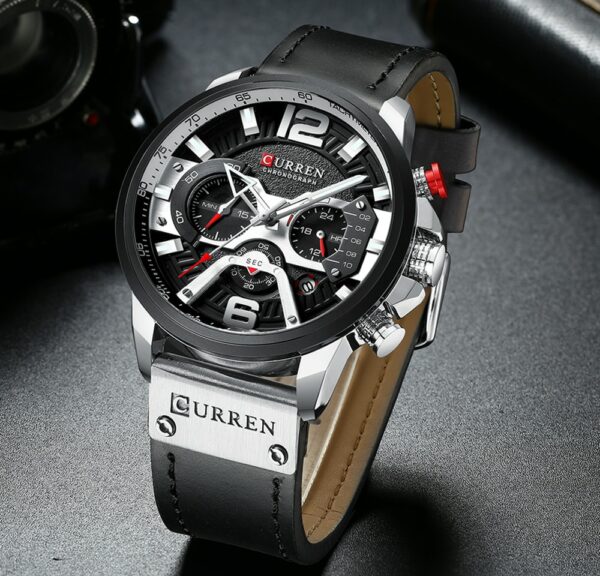 CURREN Casual Sport Watches for Men Blue Top Brand Luxury Military Leather Wrist Watch Man Clock Fashion Chronograph Wristwatch - immagine 4