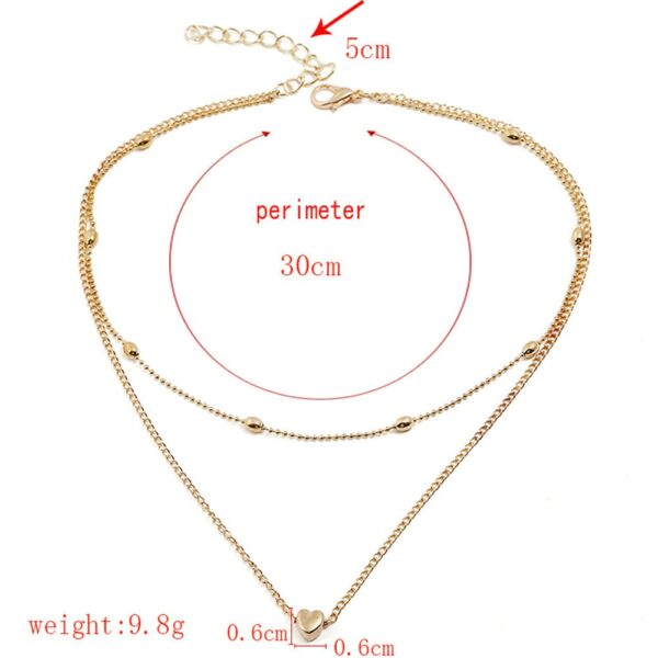 Necklace for Women Heart shape Double Chain Gold Sliver Jewelry Necklaces Ladies Gift Valentine Day Present - immagine 5