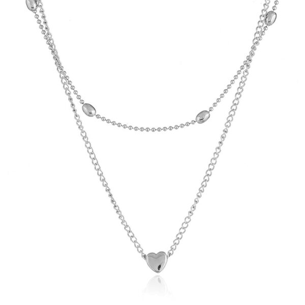 Necklace for Women Heart shape Double Chain Gold Sliver Jewelry Necklaces Ladies Gift Valentine Day Present - immagine 3