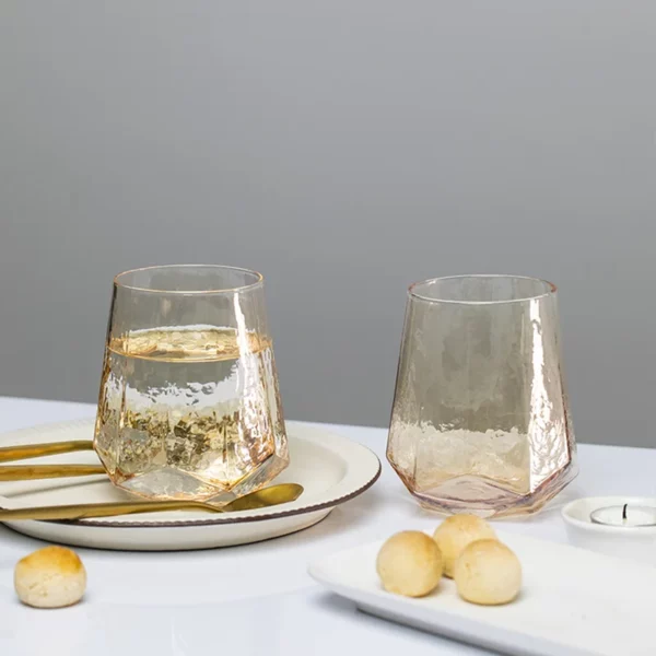 Light Luxury Gold Amber Champagne Goblet Wine Glasses Nordic Colored Home Lead-free Crystal Glass Hammered Diamond Whisky Cup - immagine 5