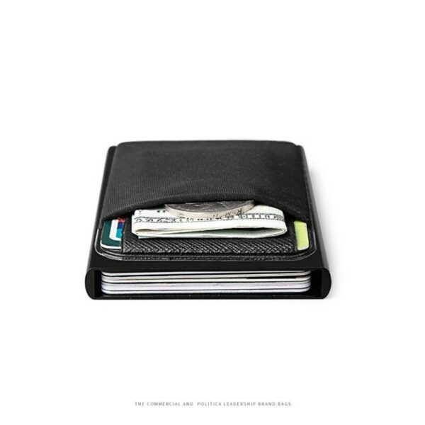 Business Men Credit Card Wallet Aluminum Cash ID Card Holder  Case Blocking Slim Metal Wallet Coin Purse Black - immagine 5