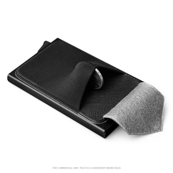 Business Men Credit Card Wallet Aluminum Cash ID Card Holder  Case Blocking Slim Metal Wallet Coin Purse Black - immagine 6