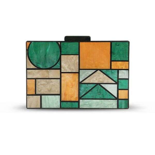 Geometric Colorful Splicing Acrylic Small Square Bag Dinner Bag New One Shoulder Cross Body Handbag - immagine 4