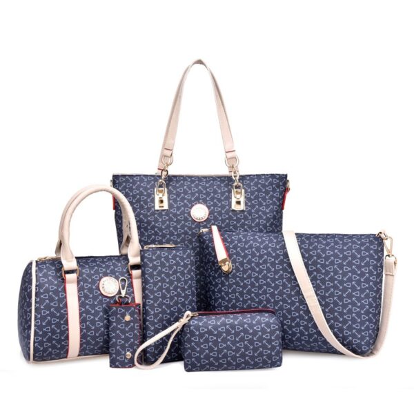 Fish bone patterned bun mother bag six piece set, single shoulder diagonal cross portable bun mother bag - immagine 3