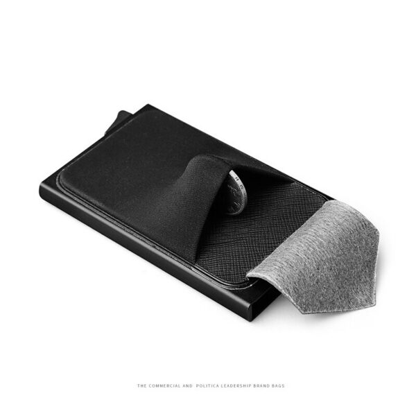 Business Men Credit Card Wallet Aluminum Cash ID Card Holder  Case Blocking Slim Metal Wallet Coin Purse Black - immagine 13