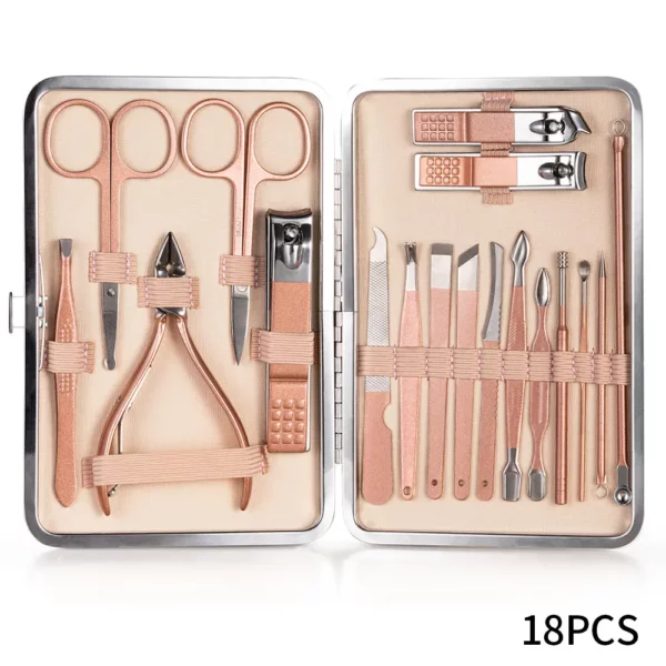 7-23 Pcs Professional Nail cutter Pedicure Scissors Set Stainless Steel Eagle Hook Portable Manicure Nail Clipper Tool Set - immagine 11