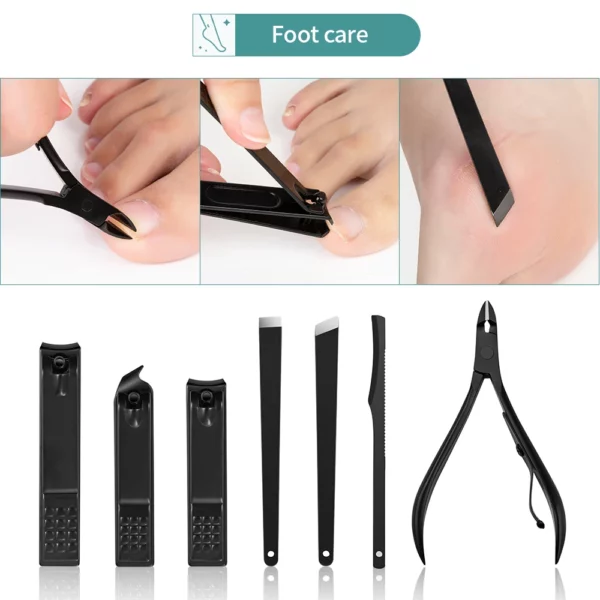 7-23 Pcs Professional Nail cutter Pedicure Scissors Set Stainless Steel Eagle Hook Portable Manicure Nail Clipper Tool Set - immagine 5
