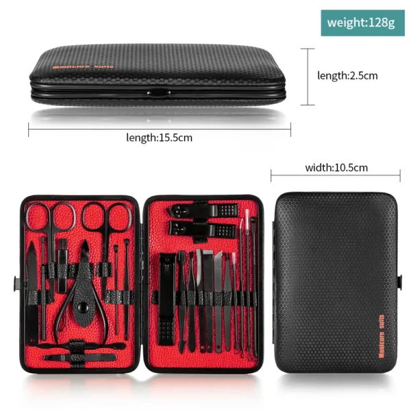 7-23 Pcs Professional Nail cutter Pedicure Scissors Set Stainless Steel Eagle Hook Portable Manicure Nail Clipper Tool Set - immagine 2
