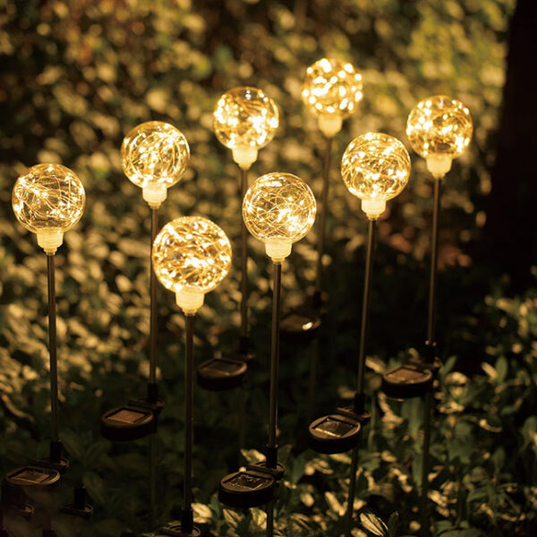 Outdoor Solar Ball Reed Lamp Garden Courtyard Decoration Floor Lamp Luminous Copper Wire Ball Lamp Lawn Lamp - immagine 2