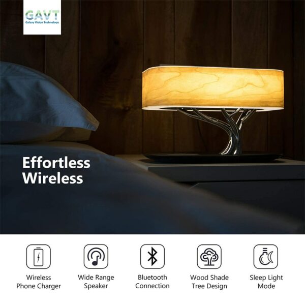 Modern led table lamp for bedroom dimmable bluetooth Speaker phone Charger wireless desk lamp bedside lamp table light tree lamp - immagine 2