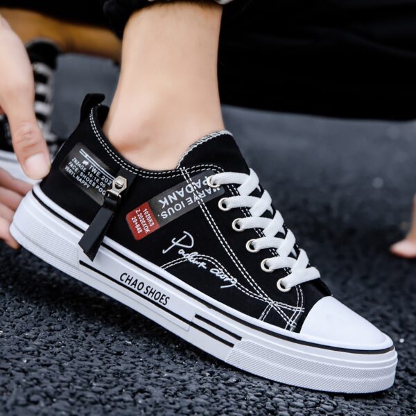 Breathable men's canvas shoes, Hong Kong style men's shoes, casual cloth shoes, trendy, lightweight, low top board shoes - immagine 3