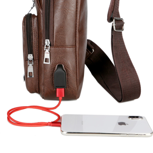 Men's Crossbody Bags Men's USB Chest Bag Designer Messenger bag Leather Shoulder Bags Diagonal Package - immagine 5