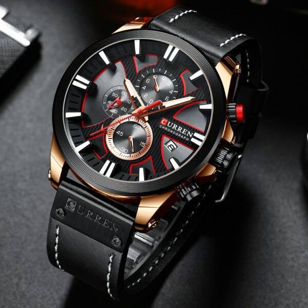 CURREN Watch Chronograph Sport Mens Watches Quartz Clock Leather Male Wristwatch Relogio Masculino Fashion Gift for Men - immagine 4