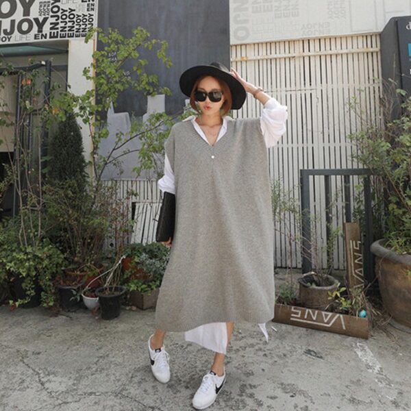 Long vest jacket over knee dress - immagine 6