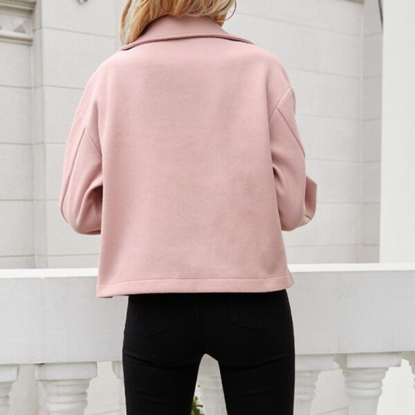 Single Breasted Lapel Shirt Jacket Jacket Pink Cropped Top - immagine 4