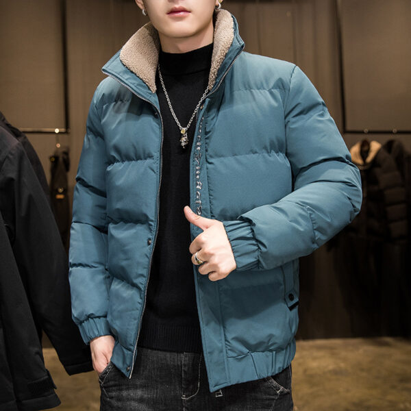 New Style Men's Down Jacket Warm Youth Cotton Jacket Handsome Stand Collar Winter Thickened Cotton Jacket - immagine 2