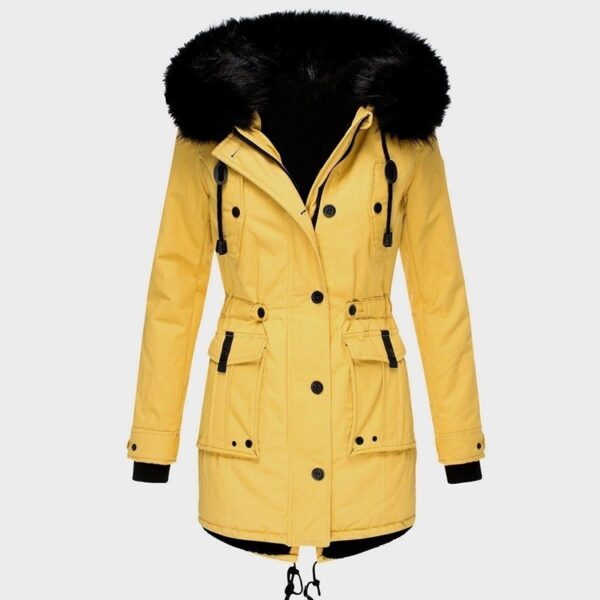 Thickened women's cotton jacket, women's cotton jacket, winter coat, parka jacket, fur collar jacket, winter coat - immagine 2