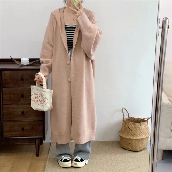 Loose hooded single breasted sweater jacket - immagine 10