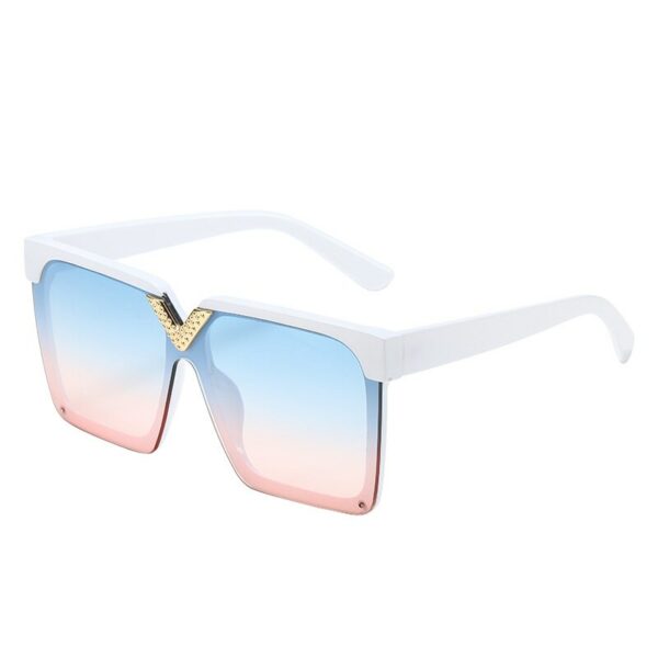 One Piece Square V shaped Sunglasses For Women New Fashon Oversized Balck Gradient Sun Glasses Female Pink Blue Shades Men Glasses - immagine 12