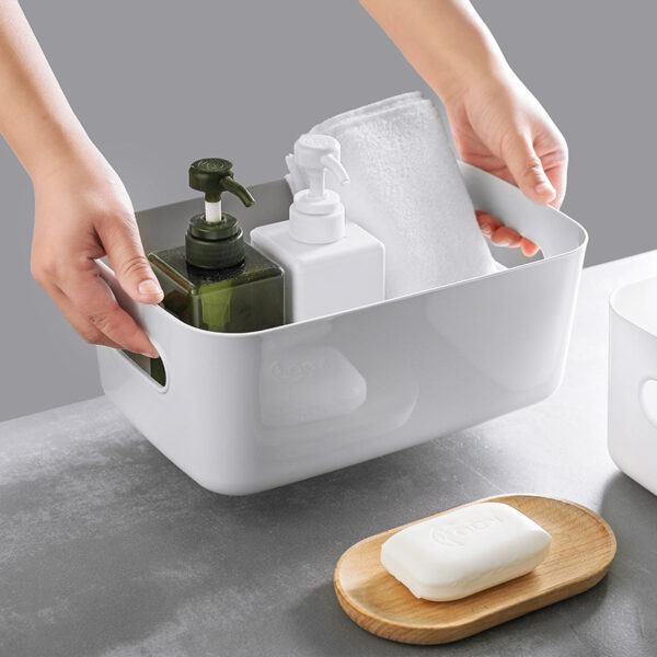 Plastic Storage Basket Bathroom Bathroom Cosmetics Storage Basket Kitchen Desktop Sundries Snack Storage Box - immagine 4