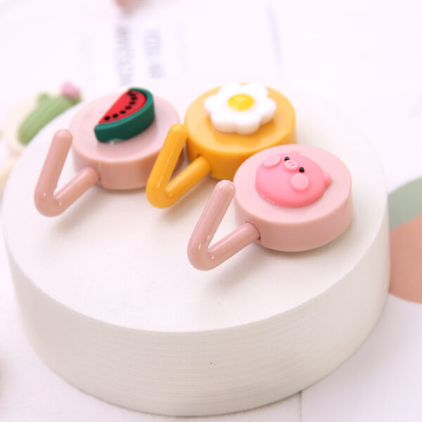 Ins Cute Cartoon Viscose Hook Kitchen Wall Hanging Bathroom Nail-Free Door Rear Coat Hook Seamless Adhesive Hook - immagine 3