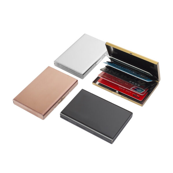 Aluminum Alloy Anti-Degaussing Credit Card Holder Black Stainless Steel Bank Card Holder Metal Card Holder RFID - immagine 2
