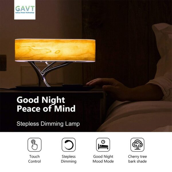 Modern led table lamp for bedroom dimmable bluetooth Speaker phone Charger wireless desk lamp bedside lamp table light tree lamp - immagine 4