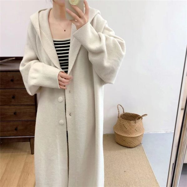 Loose hooded single breasted sweater jacket - immagine 6