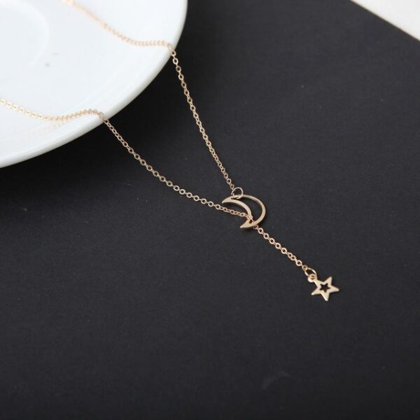 Fashion Moon Star Pendant Choker Necklace Gold Color Alloy Zinc Chain Necklace Necklace For Women Party Jewelry Archery Necklace - immagine 4