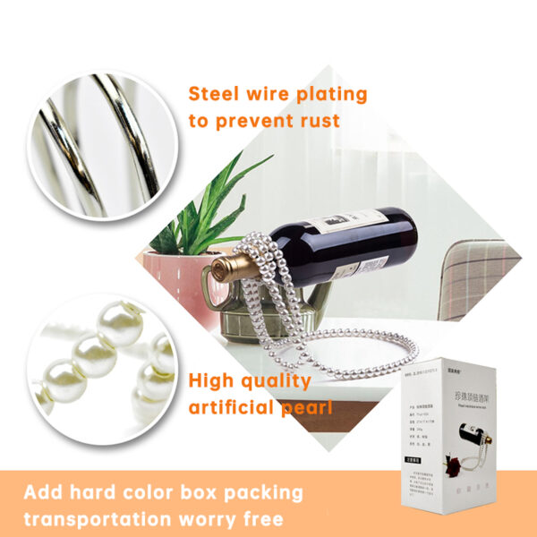 Pearl Necklace Stainless Steel Wine Rack Wine Pedestal Clamp Holder Suspension Champagne Whisky Small Ornaments - immagine 3