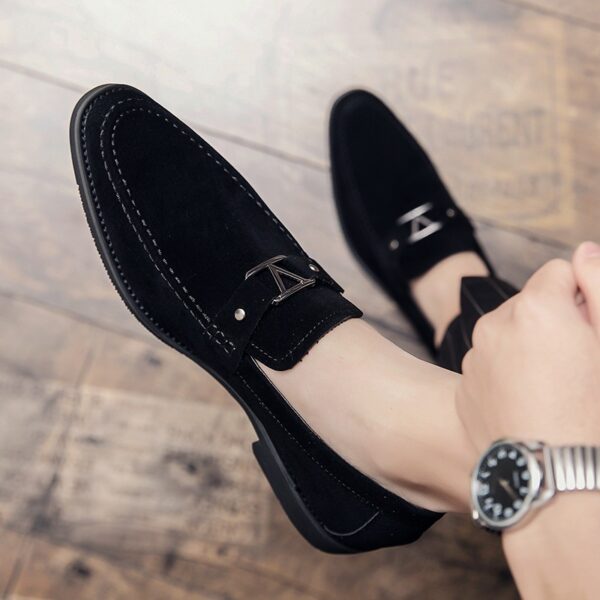 Loafers Foreign trade Large size pointed leather shoes Casual shoes Suede leather men's shoes Driving shoes - immagine 2