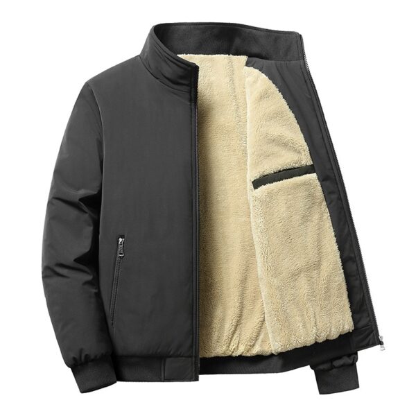 Plush Thickened Jacket Men's Winter Casual Jacket Stand Collar Cotton Jacket Plus Size - immagine 4