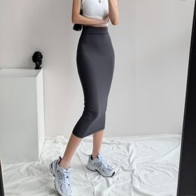 Gonna a tubino dritta, comoda, elastica slim fit che stringe i fianchi, gonna di media lunghezza