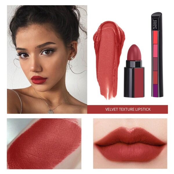 5 Colors Matte Velvet Lipstick Waterproof Sweatproof Lip Gloss Duration Colorfast Lipstick Non Stick Cup Lip Gloss Cosmetics - immagine 3