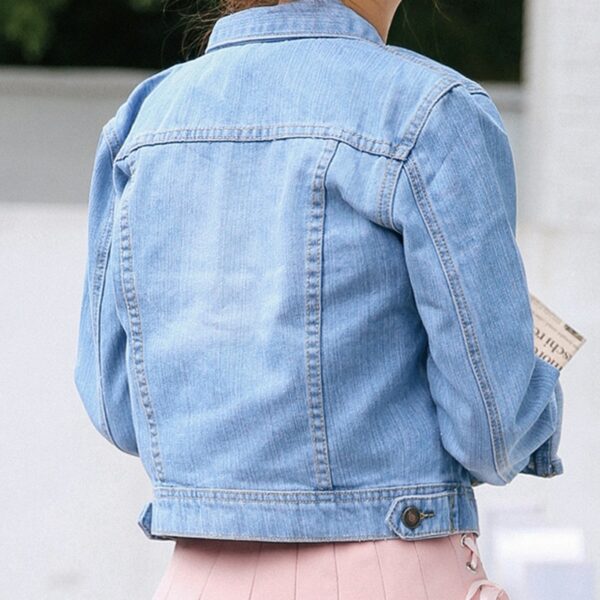 Denim Jacket Women Long Sleeve Turn-down Jeans Jacket For Women Ladies Coats and Jacket - immagine 5