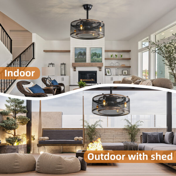 20 inch Caged Ceiling Fan with Lights - immagine 3