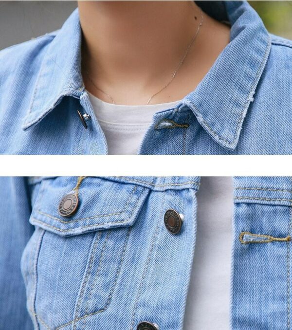 Denim Jacket Women Long Sleeve Turn-down Jeans Jacket For Women Ladies Coats and Jacket - immagine 6