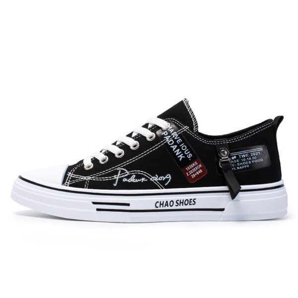 Breathable men's canvas shoes, Hong Kong style men's shoes, casual cloth shoes, trendy, lightweight, low top board shoes - immagine 4