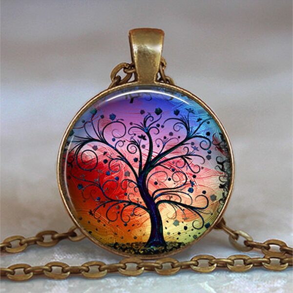 Tree Of Life Glass Cabochon Statement Necklace - immagine 20