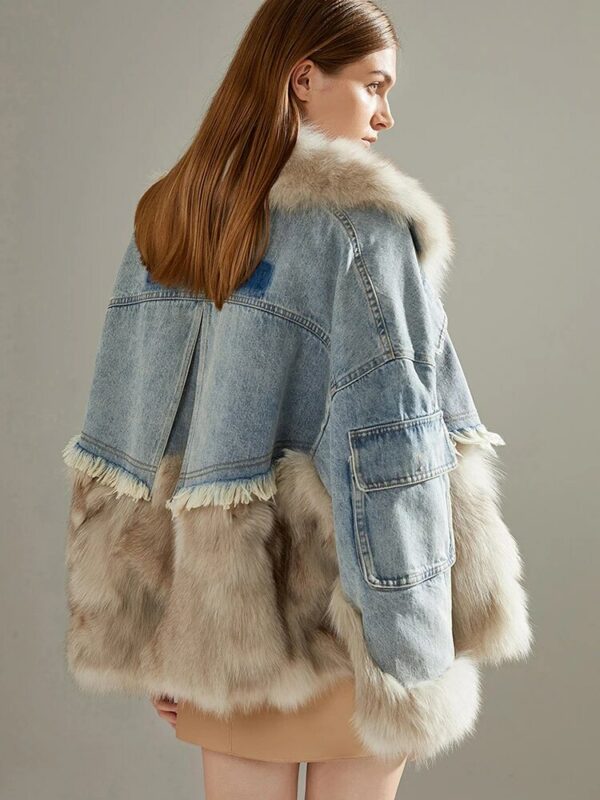 Denim Jacket Oversize  Fur Collar Plus Velvet Jacket - immagine 4