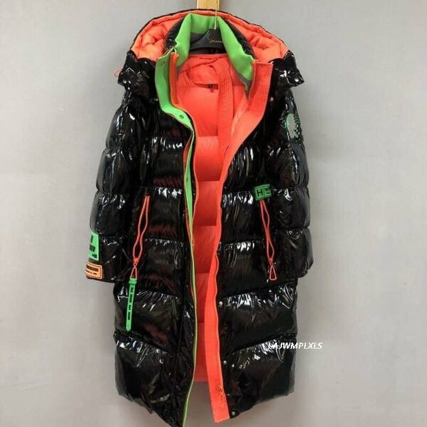 Winter New Down Padded Jacket Women's Mid-Length Hooded Warm Jacket Contrast Color Over-The-Knee Thickened Padded Jacket - immagine 3