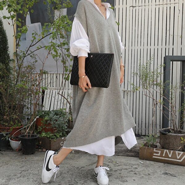 Long vest jacket over knee dress - immagine 4