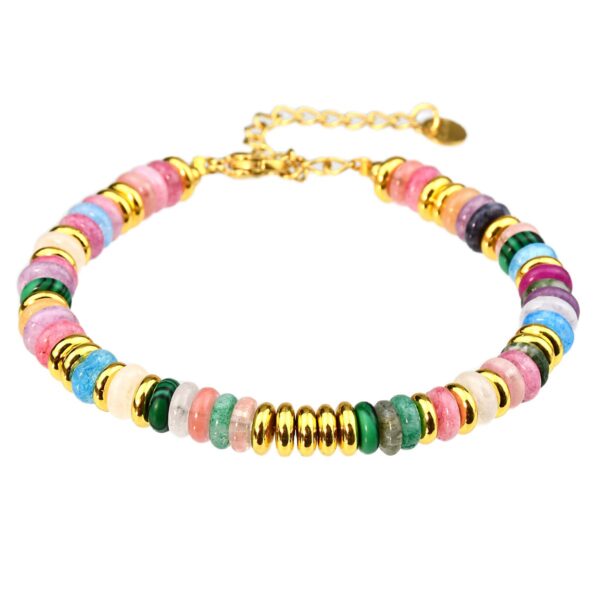 Ins style dopamine colored natural stone bead bracelet for women niche and high-end non fading crystal bracelet - immagine 6