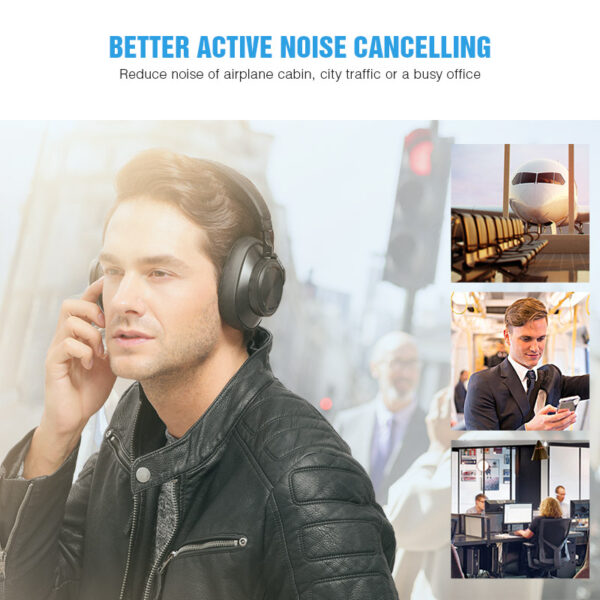 Bluedio T6S Bluetooth Headphones Active Noise Cancelling Wireless Headset For Phones And Music With Voice Control - immagine 3