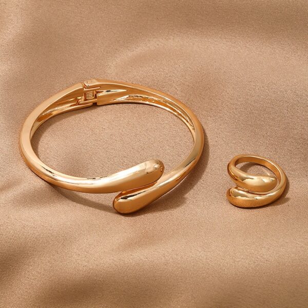Simple heavy metal temperament geometric circular smooth surface women's collar bracelet ring jewelry - immagine 10